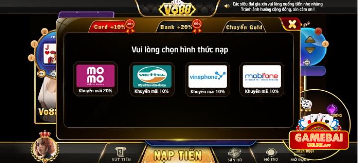 Bạn sẽ cần nạp tiền nếu muốn chơi tại cổng game VO88 Club