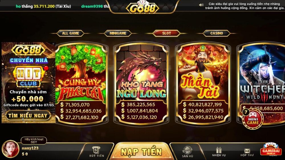 Kho slot game của Go88 đa dạng thể loại cho anh em trải nghiệm săn thưởng