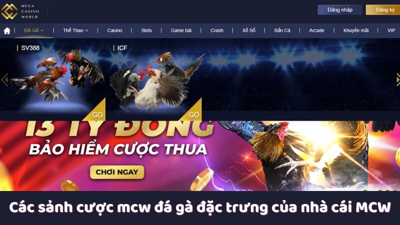 Các sảnh cược mcw đá gà đặc trưng của nhà cái MCW